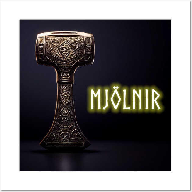 Mighty Mjolnir Thor Hammer Norse Wall Art by Grassroots Green